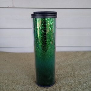 NWT Starbucks Christmas Holiday Hot Cold Cup 16oz Tumbler Sparkle Green Glitter